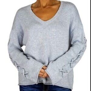 John+Jenn lace up knitted sweater size L
